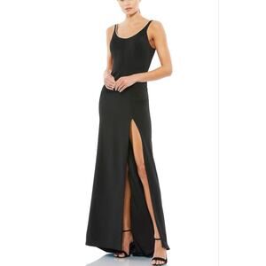 Mac Duggal 26583 Crystal Beaded Neckline Column Evening Gown Black Size 12 Dress